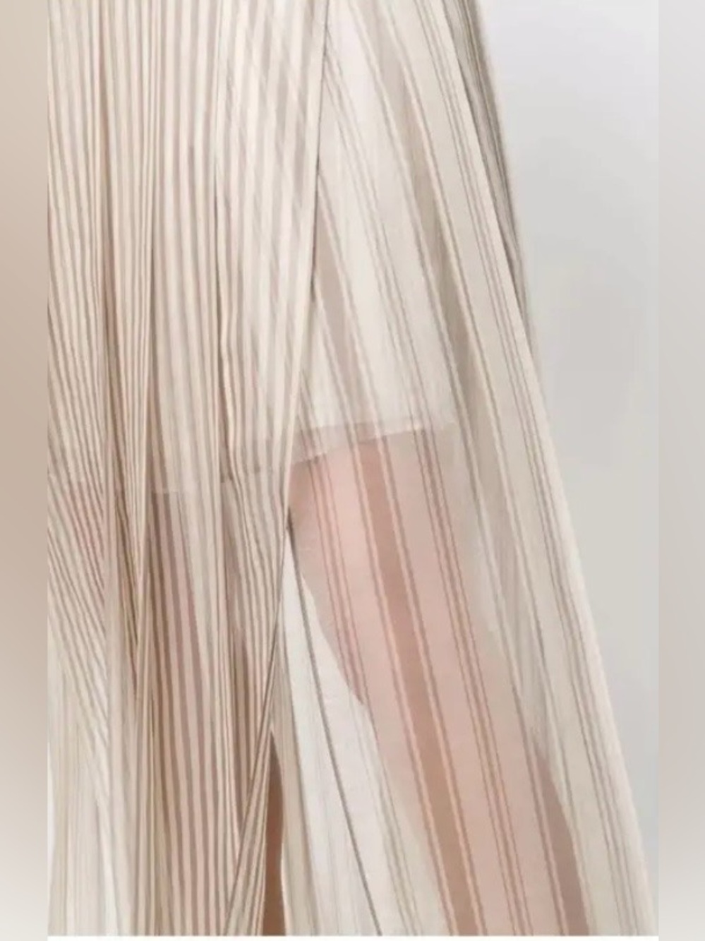 Brunello Cucinelli Silk Cream Tan Pleated Maxi Skirt 8 NWT Made in Italy - Picture 4 of 16